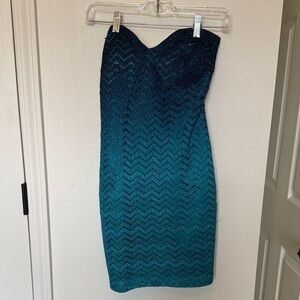 Jump Strapless Dress in Teal
